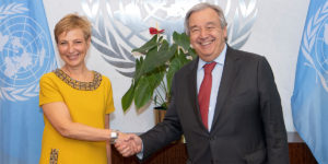 Anna Karin Eneström och Antonio Guterres.Foto: UN Photo/Eskinder Debebe