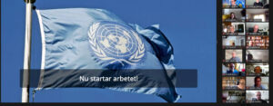 Skärmdump från den digitala kongressen, en bild på e FN-flagga vajar i vinden